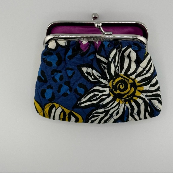 Vera Bradley Blue Floral kiss coin purse painted paisley exact - Picture 11 of 13